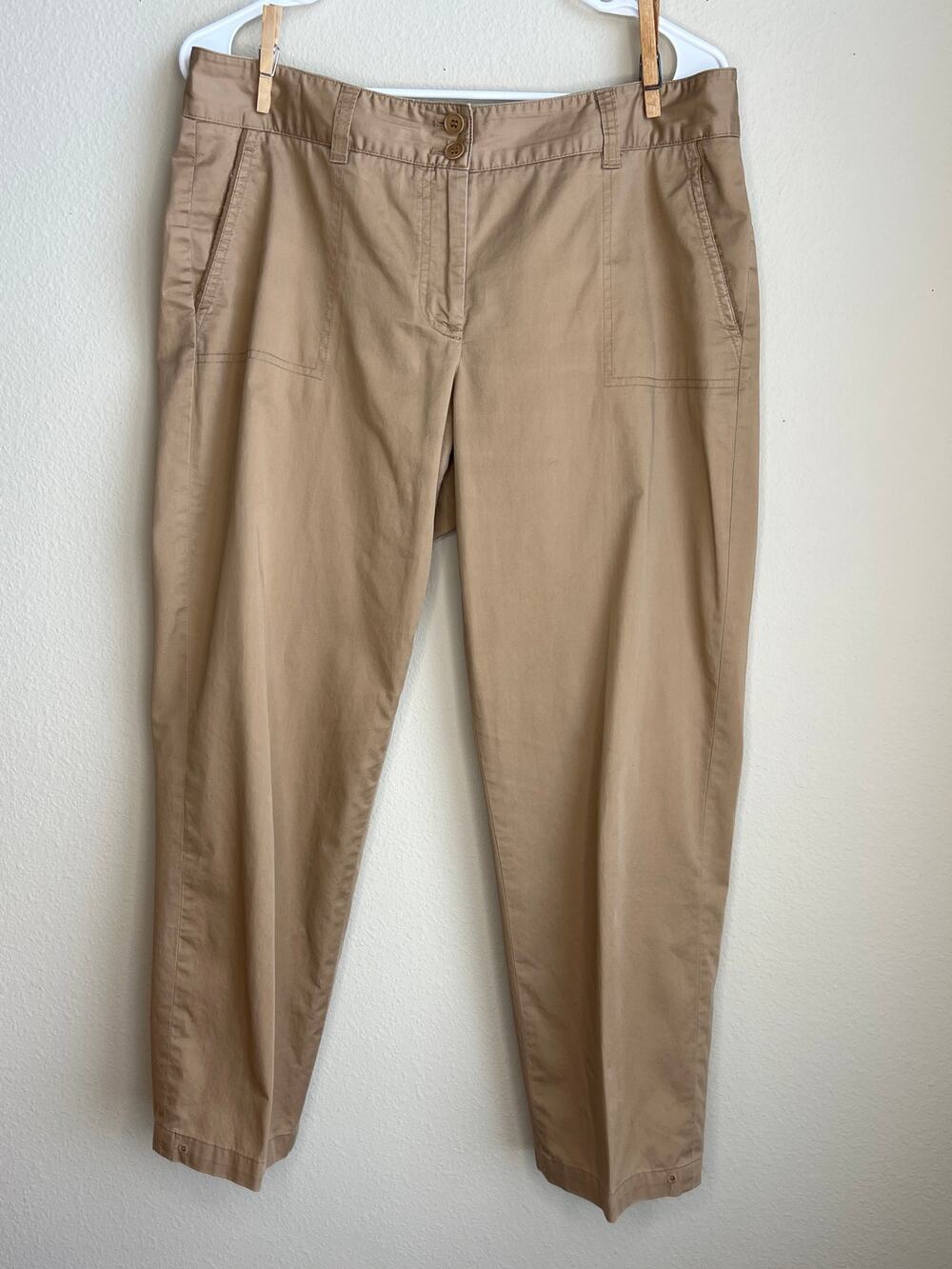 Talbots Tan Cotton Blend Straight Leg Ankle Pants Size 10 Casual Summer Preppy